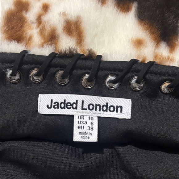 Jaded London Faux Fur Whipstitch Mini Skirt in Cow - Picture 8 of 8